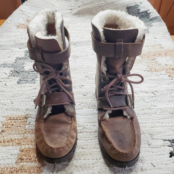 Lauren Ralph Lauren Major Moto Harness Lace Up Boot 7.5 - Picture 3 of 9